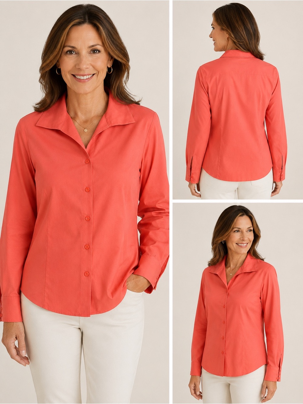 Chico's - No Iron Coral Button-Down Shirt - SzM